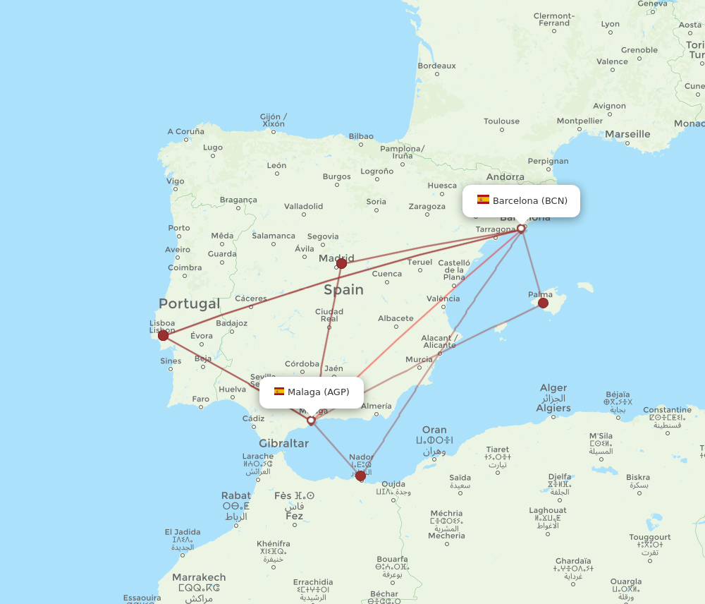 AGP-BCN flight routes
