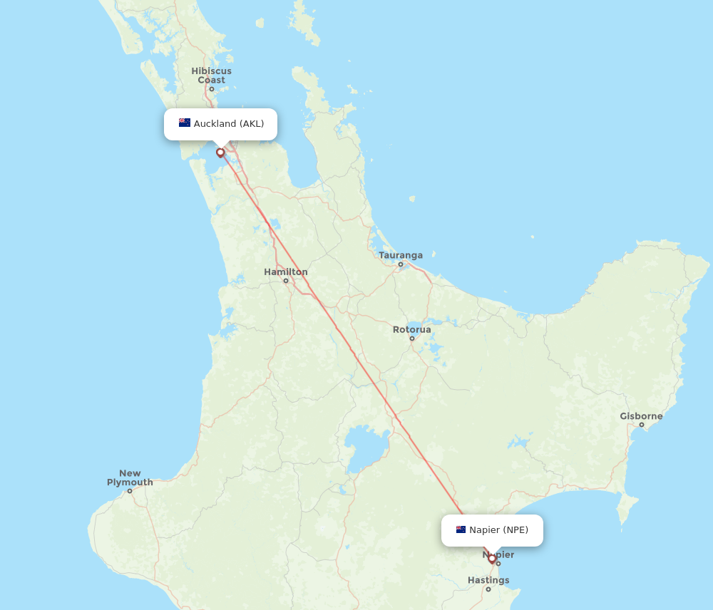 AKL-NPE flight routes