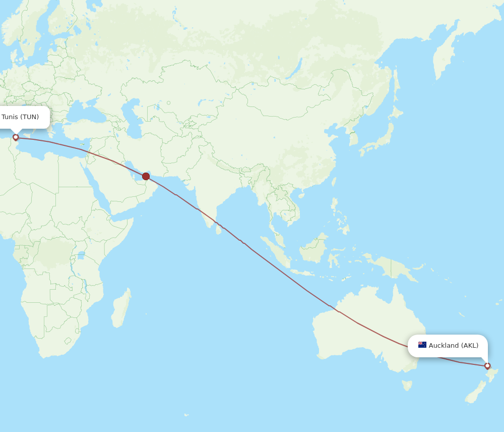 AKL-TUN flight routes