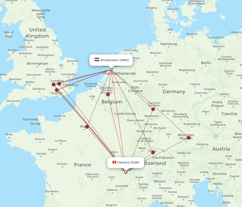 AMS-GVA flight routes