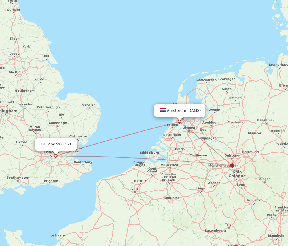 AMS-LCY flight routes