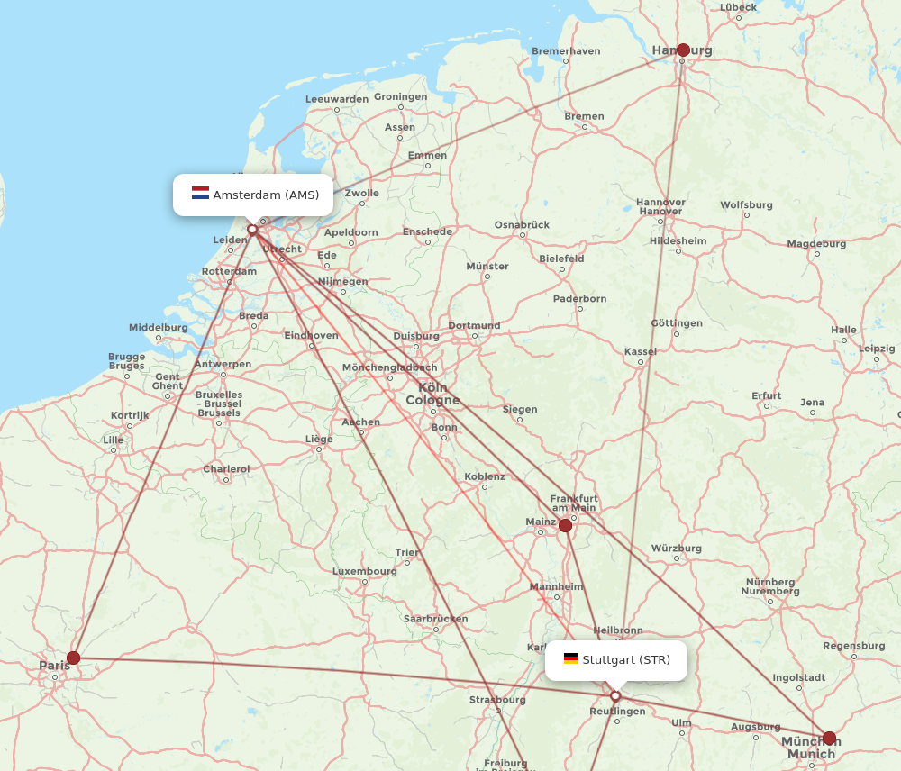 AMS-STR flight routes