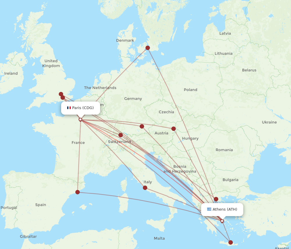 ATH-CDG flight routes