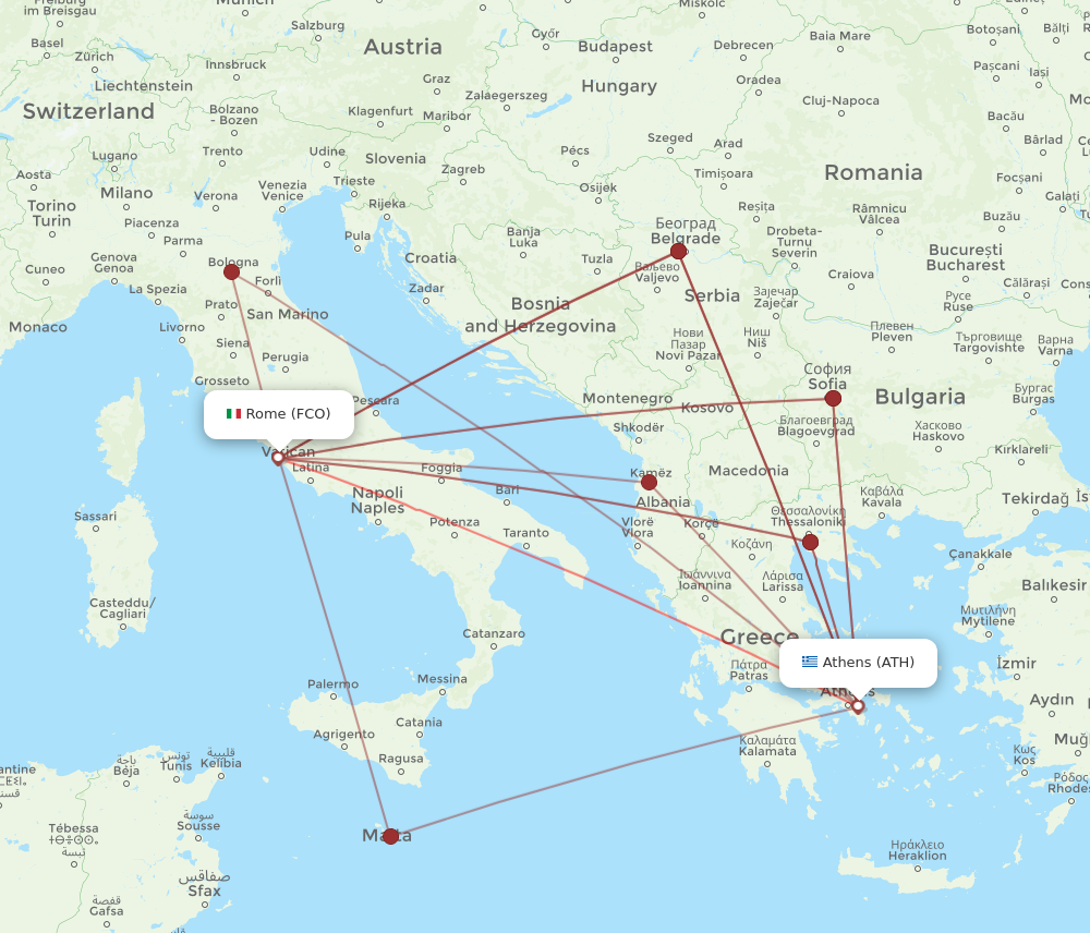 ATH-FCO flight routes