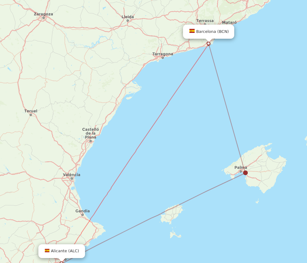BCN-ALC flight routes