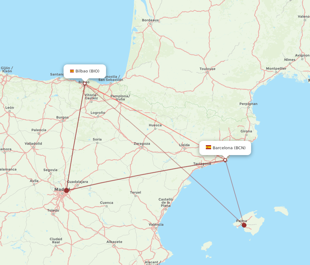 BCN-BIO flight routes