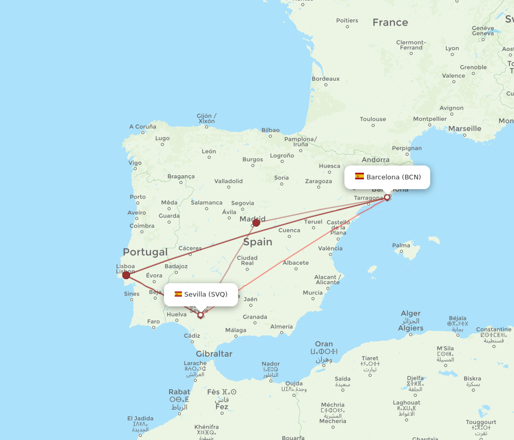 BCN-SVQ flight routes