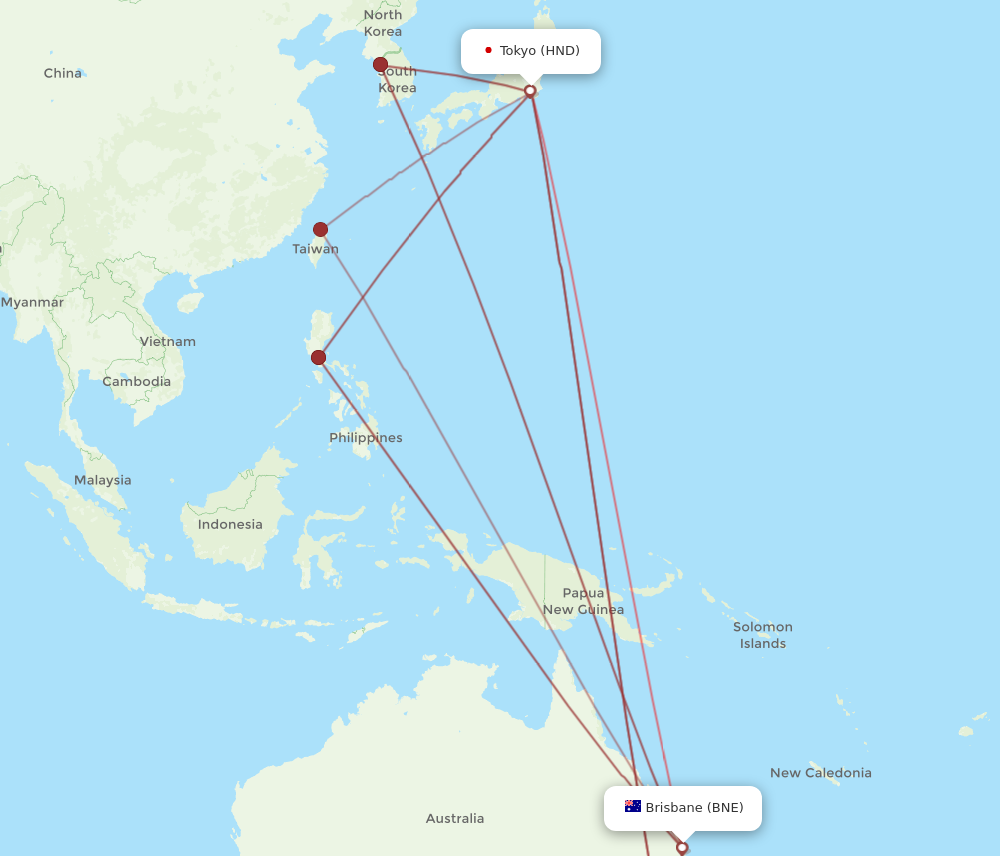BNE-HND flight routes