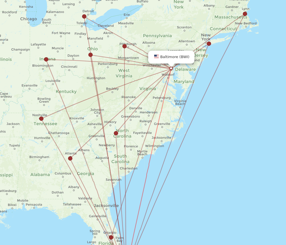 BWI-FLL flight routes