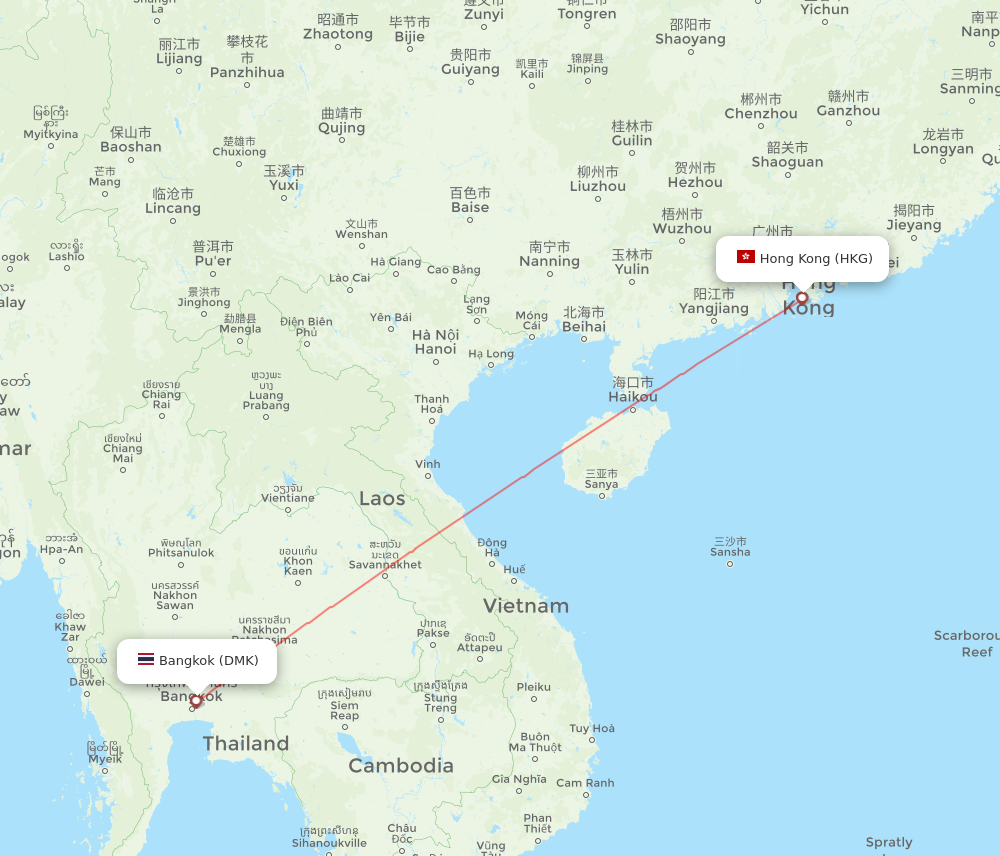 DMK-HKG flight routes