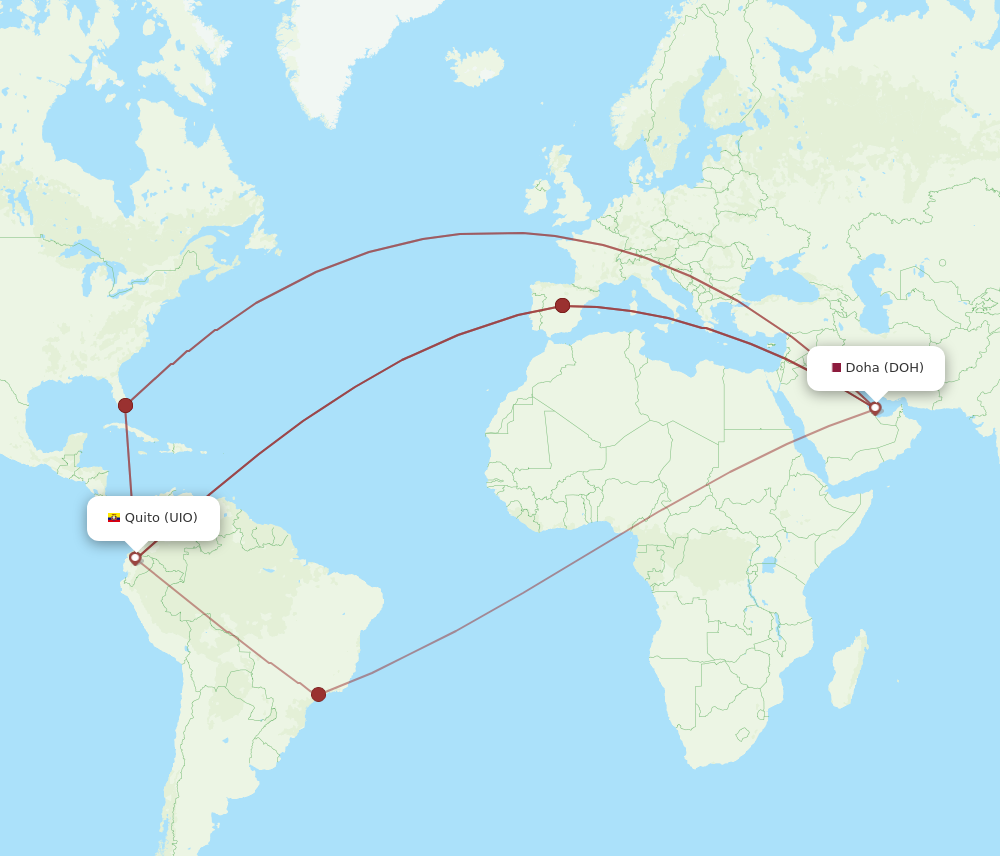 DOH-UIO flight routes