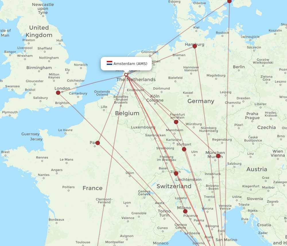 FCO-AMS flight routes