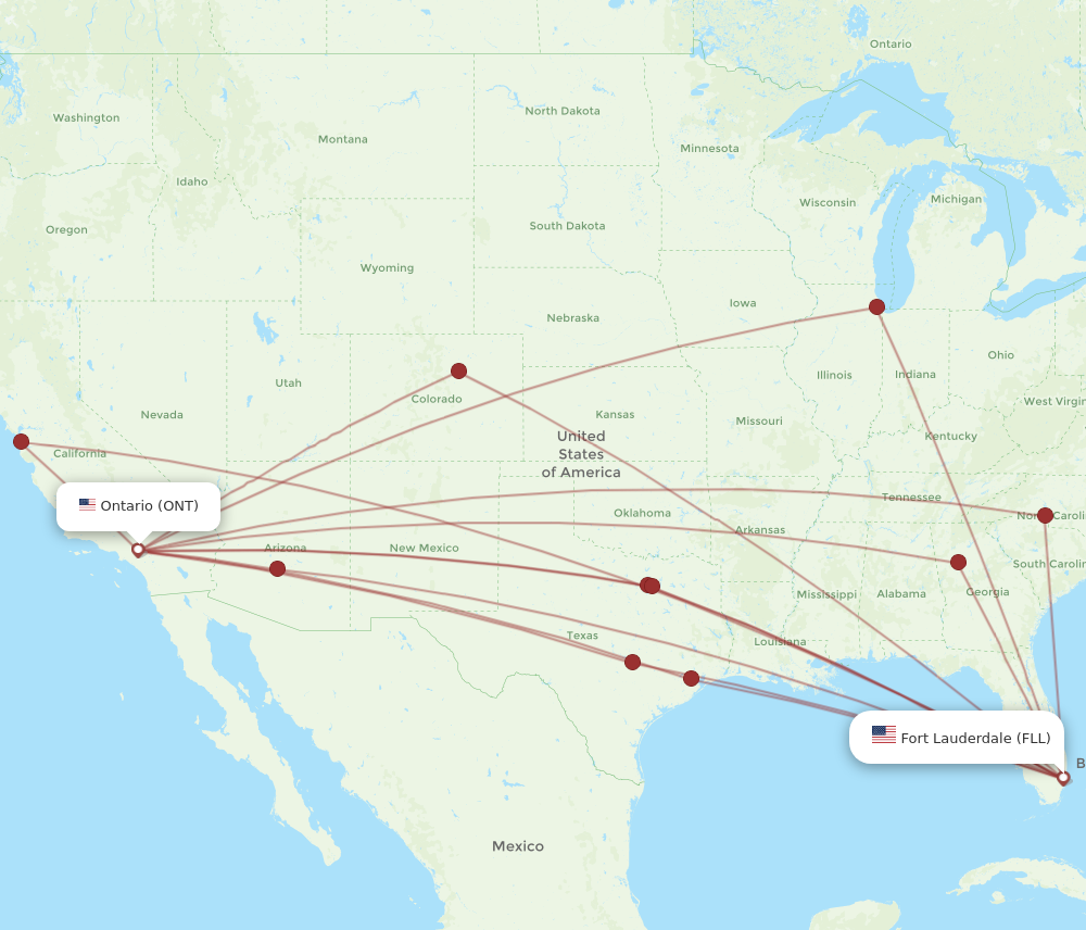 FLL-ONT flight routes