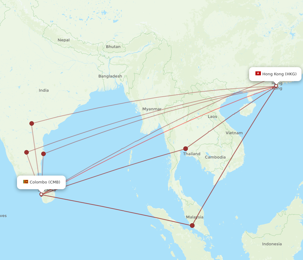 HKG-CMB flight routes