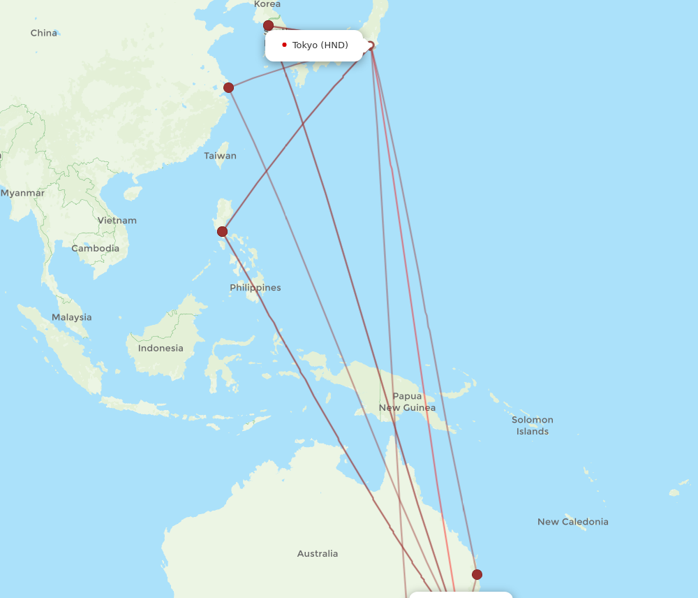 HND-SYD flight routes