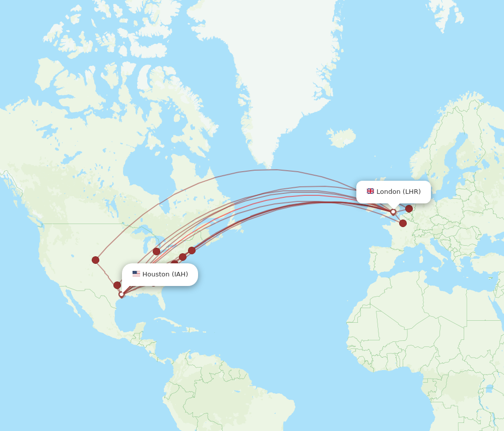 IAH-LHR flight routes