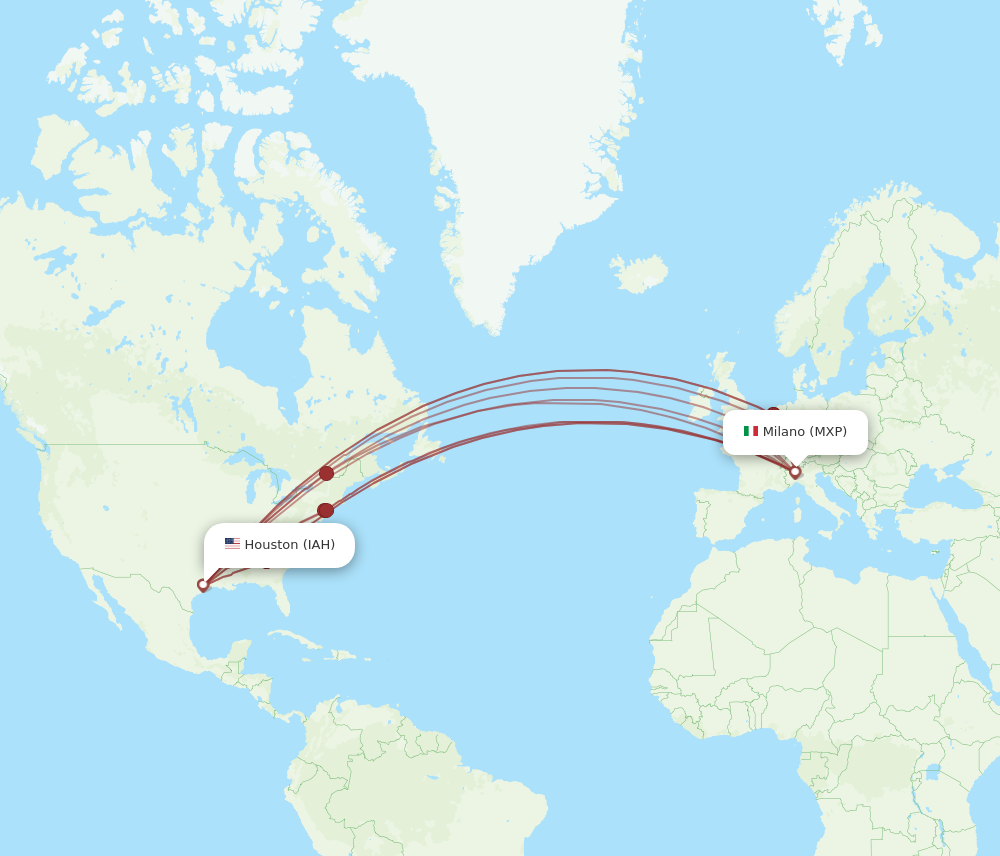 IAH-MXP flight routes