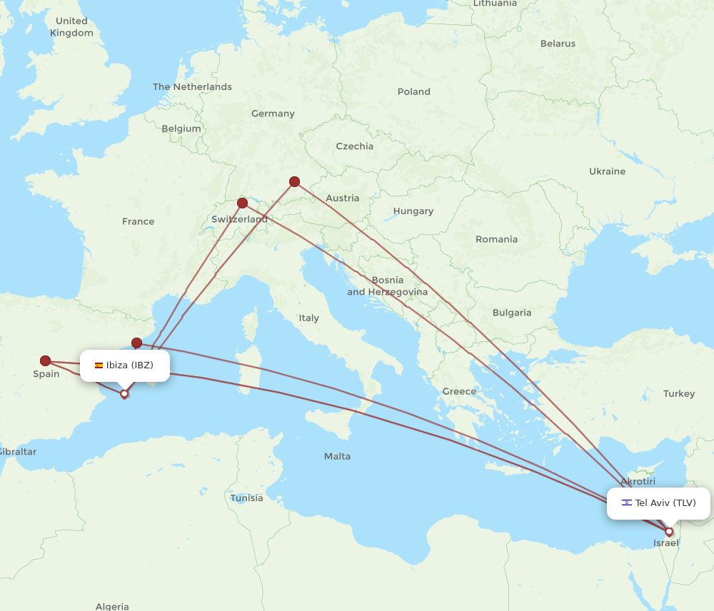 IBZ-TLV flight routes