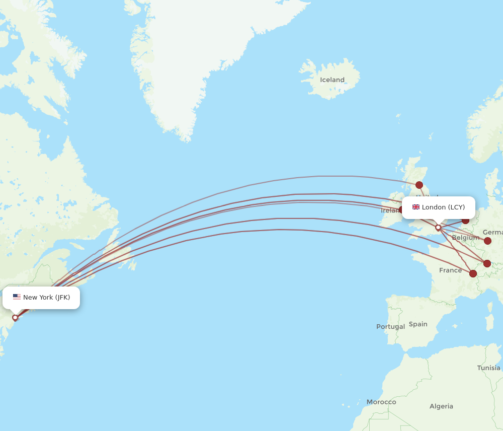 JFK-LCY flight routes