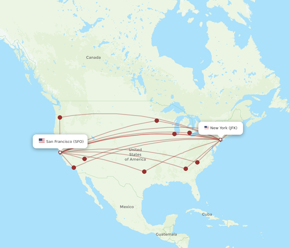 JFK-SFO flight routes