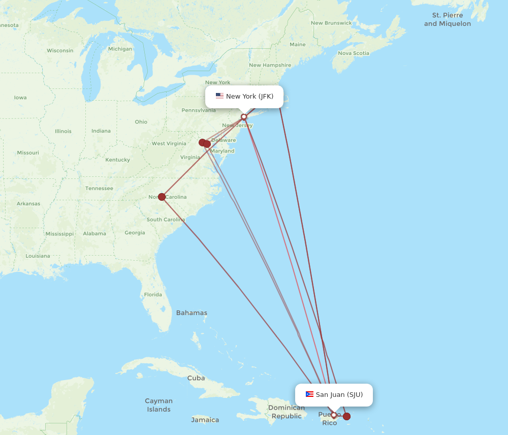 JFK-SJU flight routes