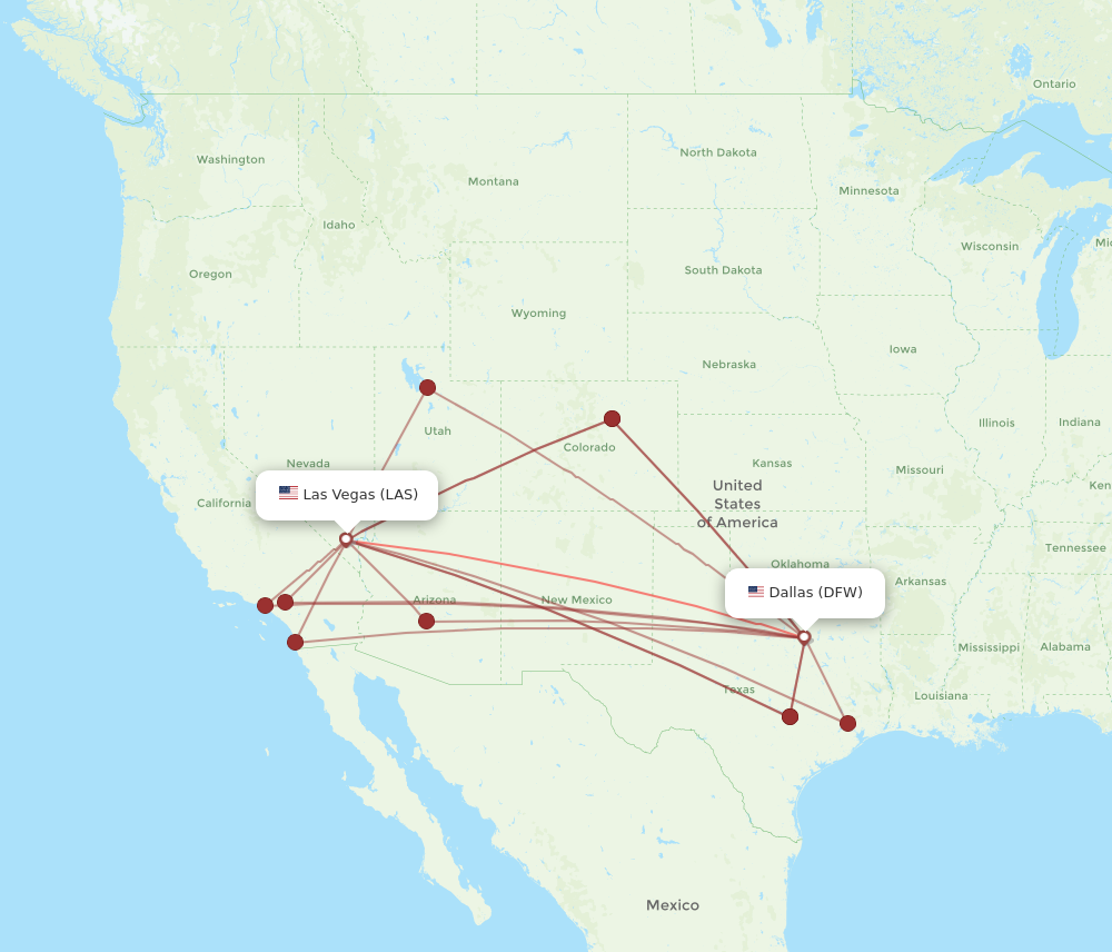 LAS-DFW flight routes