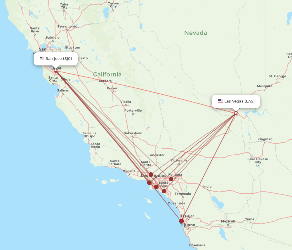 LAS-SJC flight routes