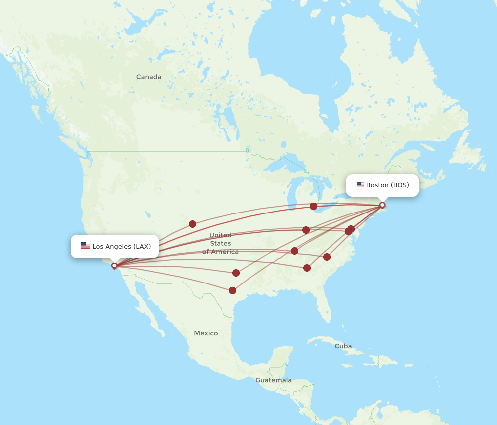 LAX-BOS flight routes