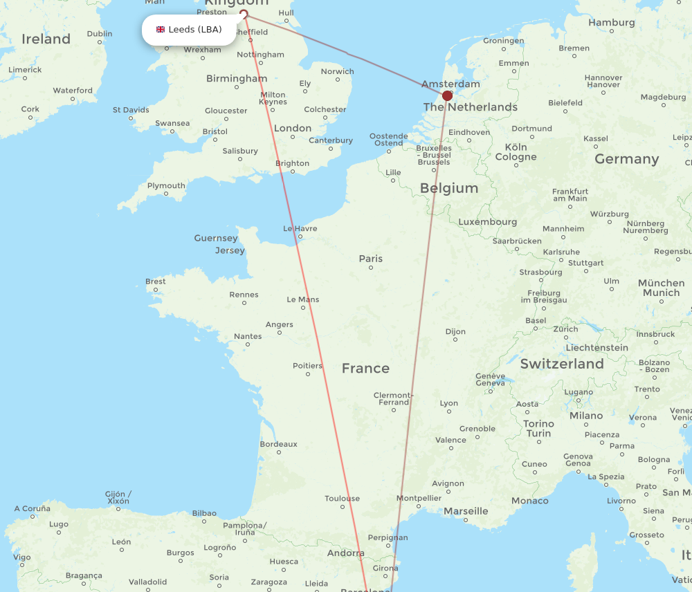 LBA-PMI flight routes