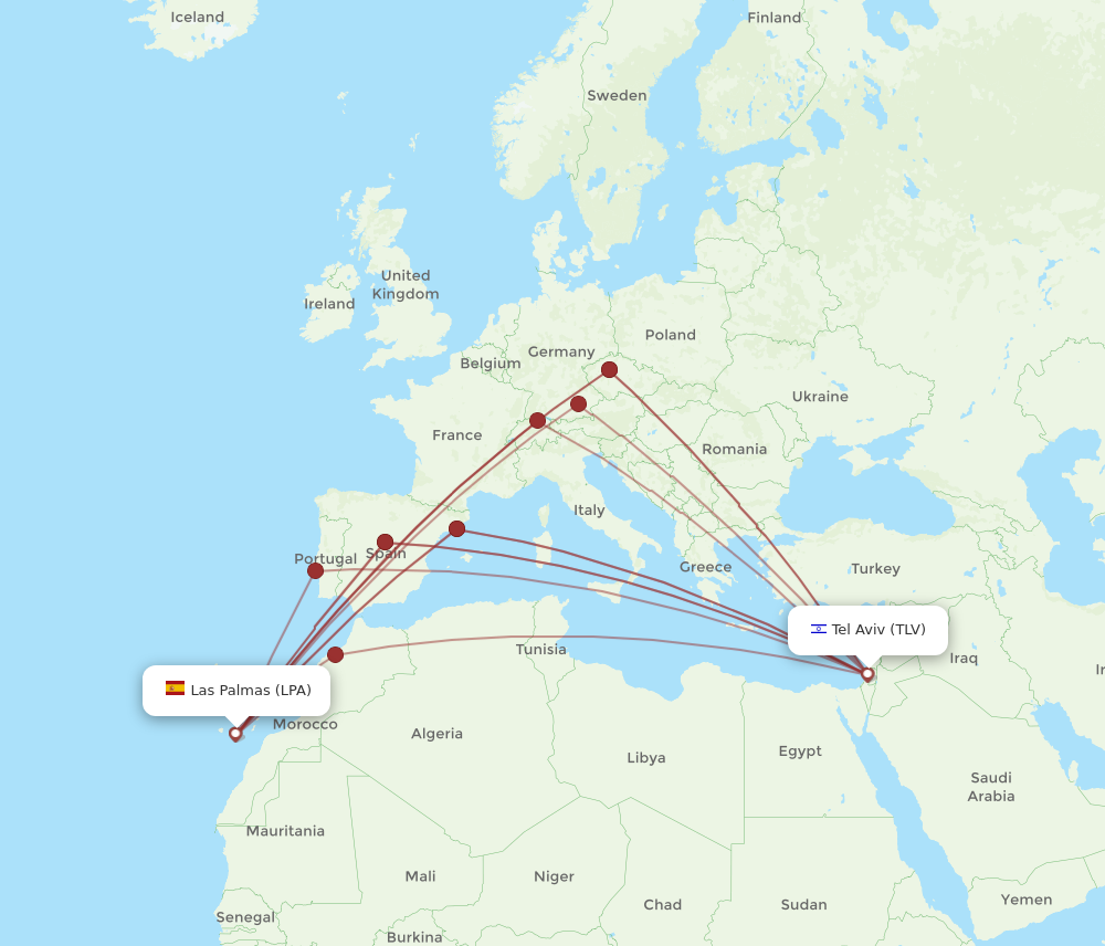 LPA-TLV flight routes