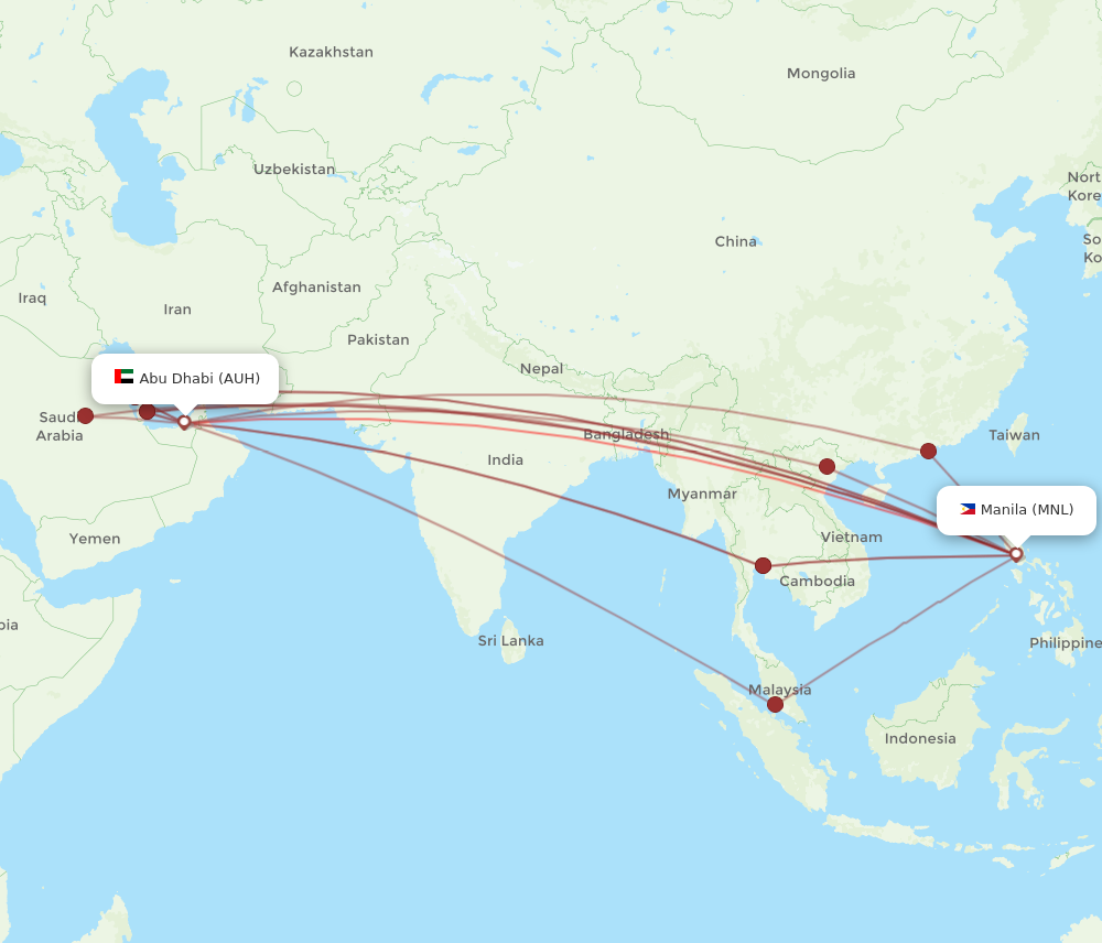 MNL-AUH flight routes
