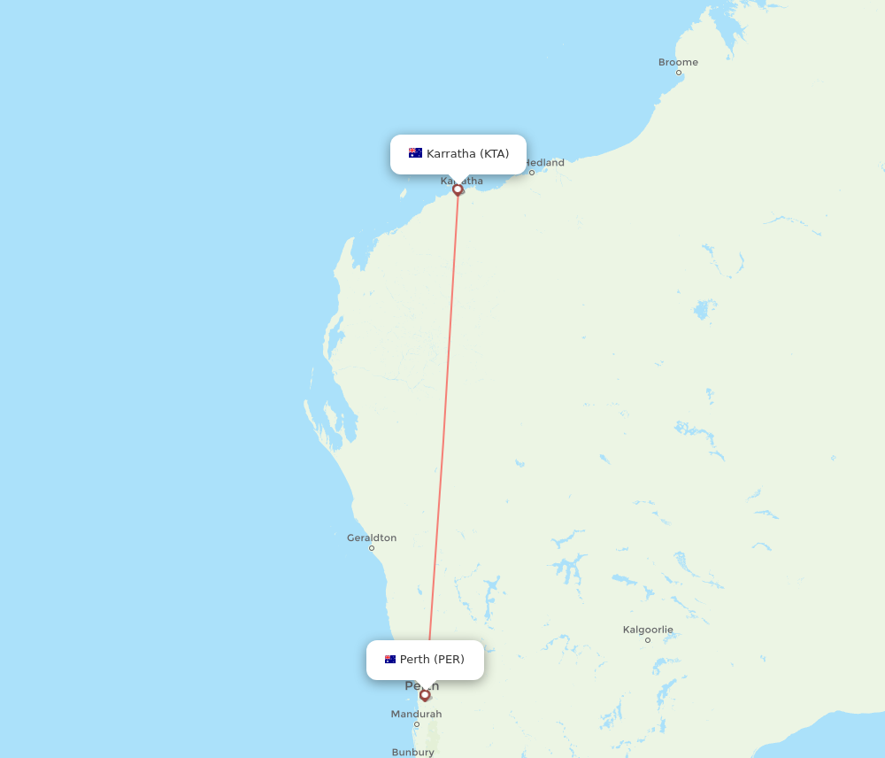 PER-KTA flight routes