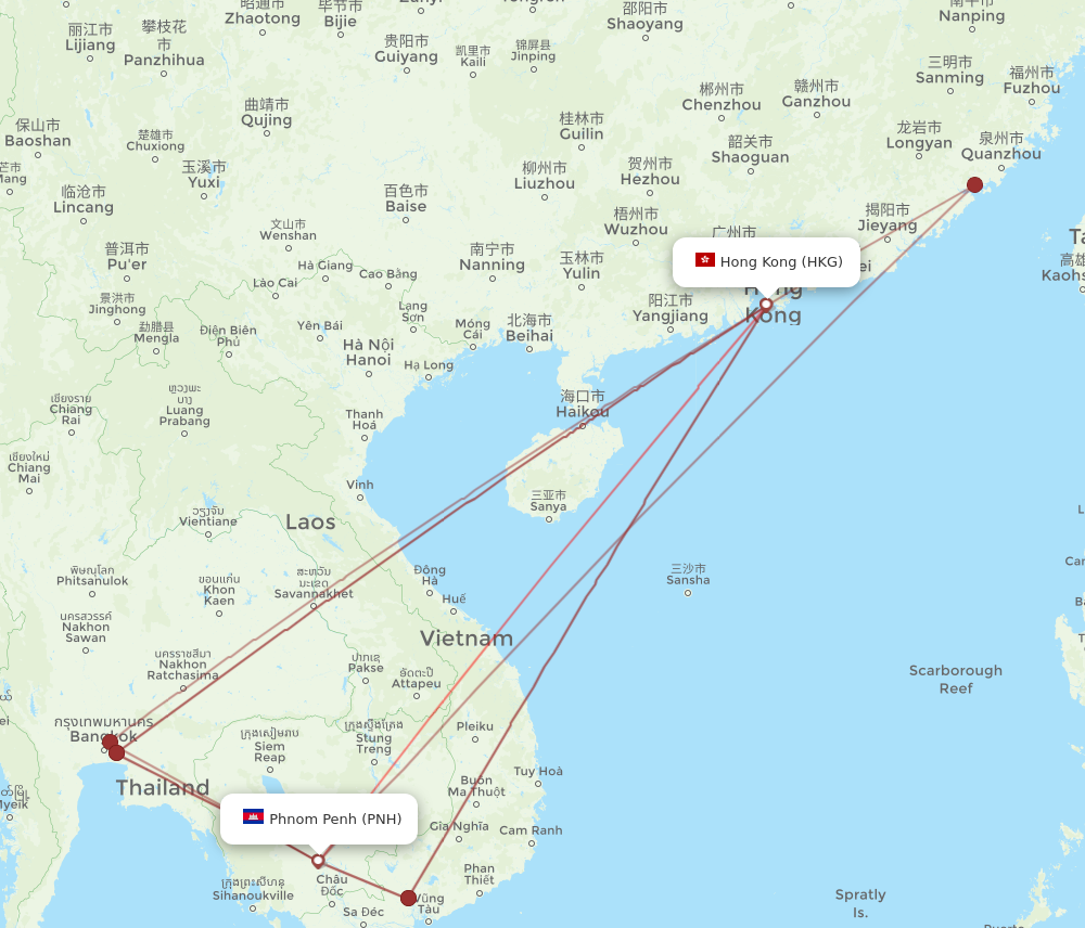 PNH-HKG flight routes