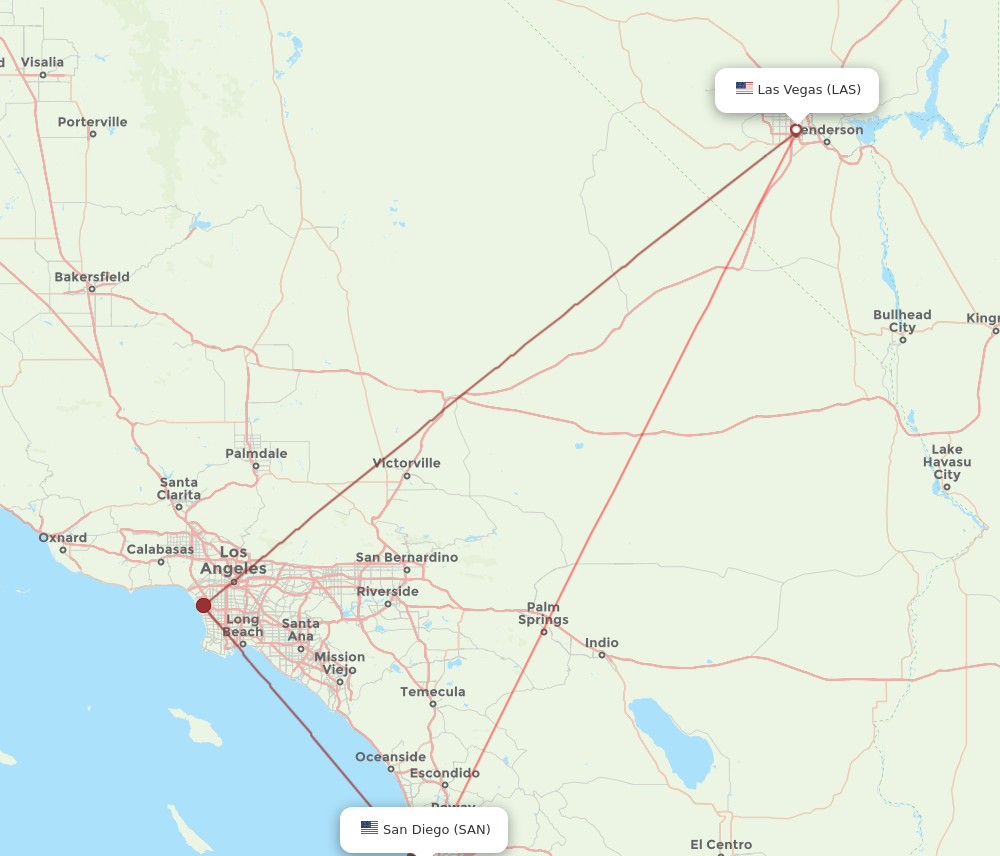 SAN-LAS flight routes