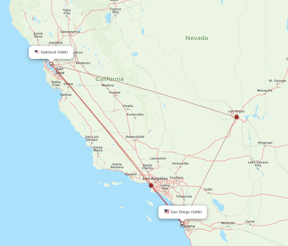 SAN-OAK flight routes