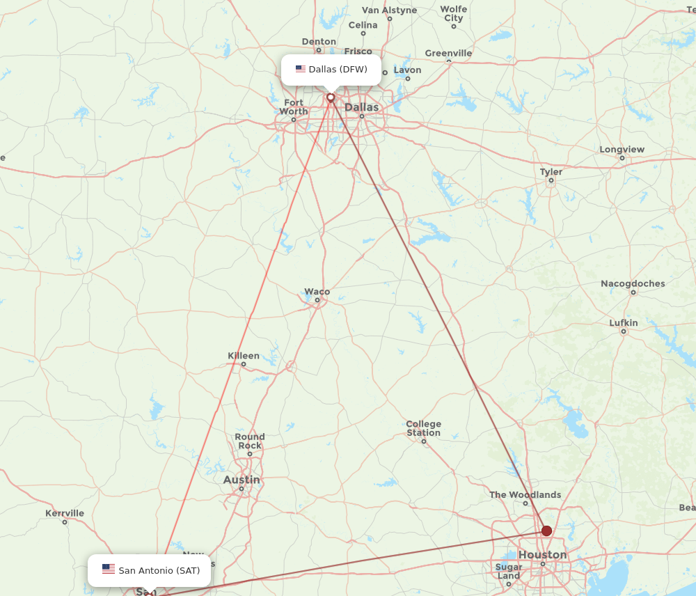 SAT-DFW flight routes