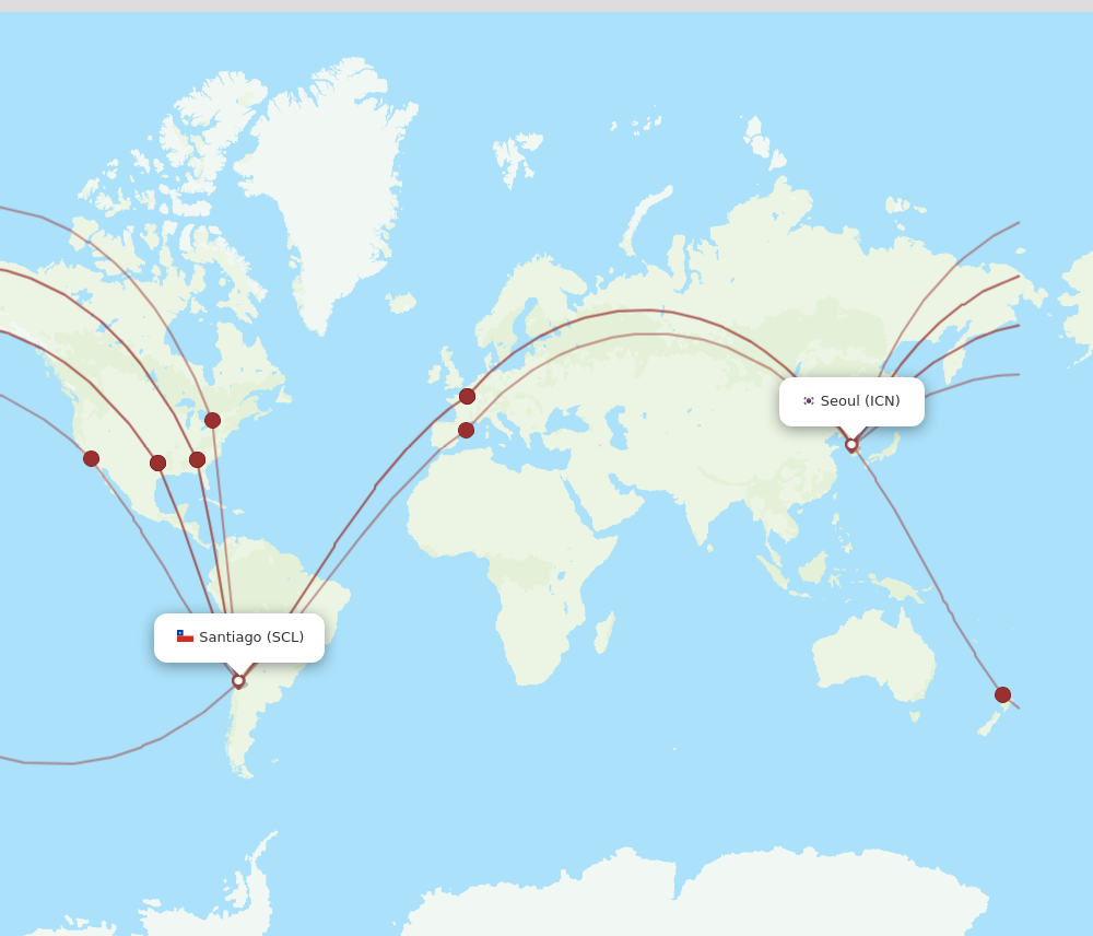 SCL-ICN flight routes