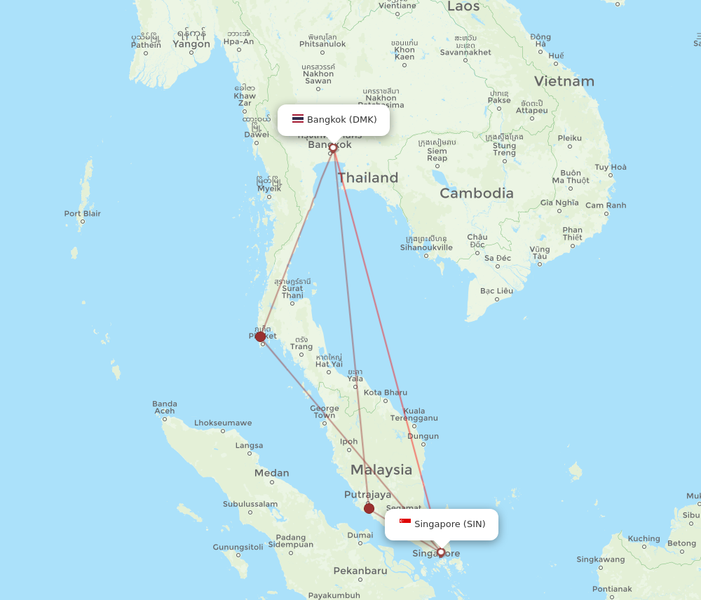 SIN-DMK flight routes