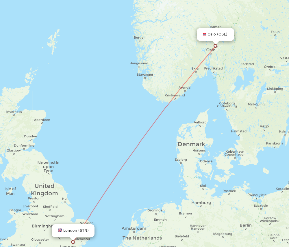STN-OSL flight routes
