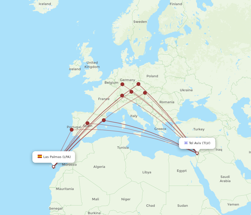 TLV-LPA flight routes