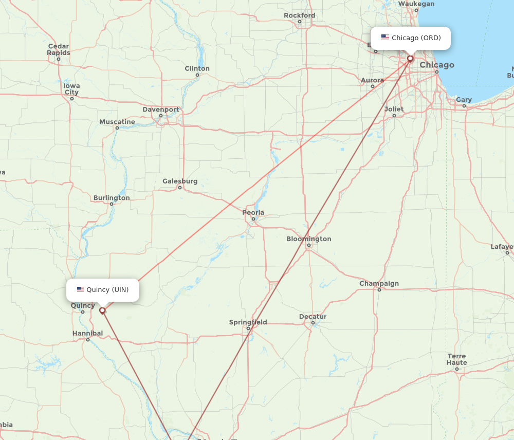 UIN-ORD flight routes