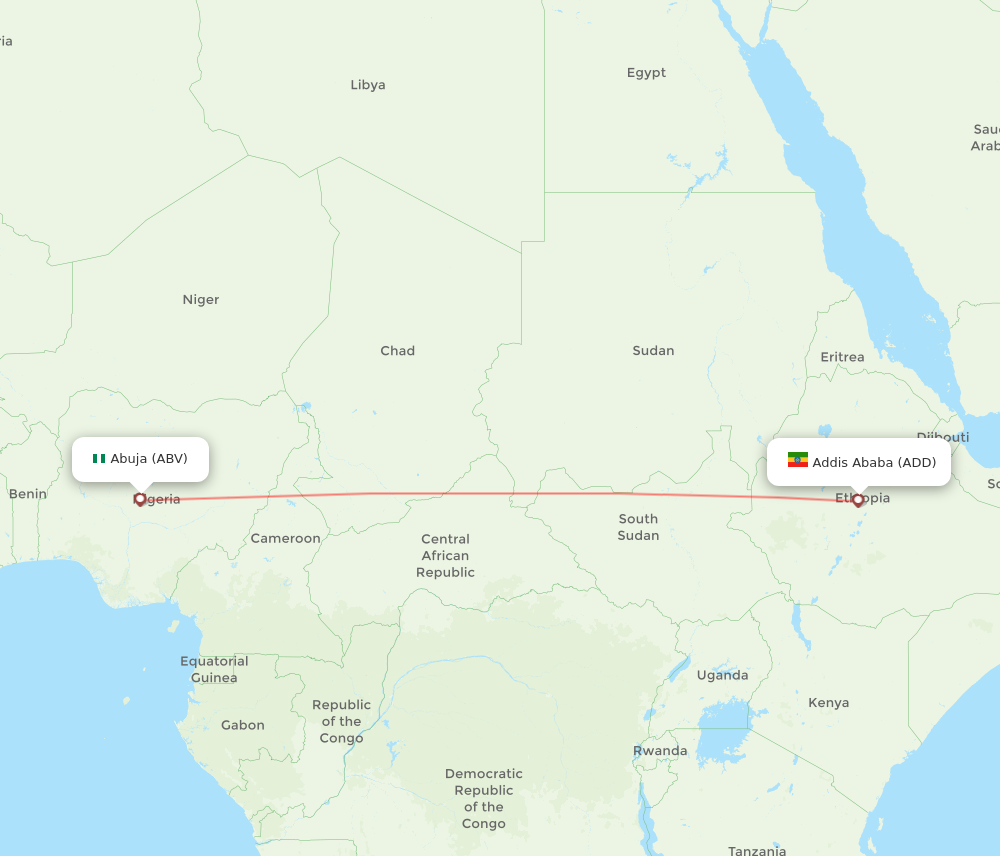 All Flight Routes From Abuja To Addis Ababa ABV To ADD Flight Routes