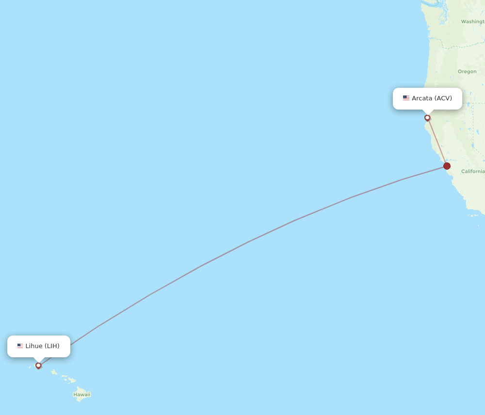 Flights From Arcata To Kauai Island Acv To Lih Flight Routes