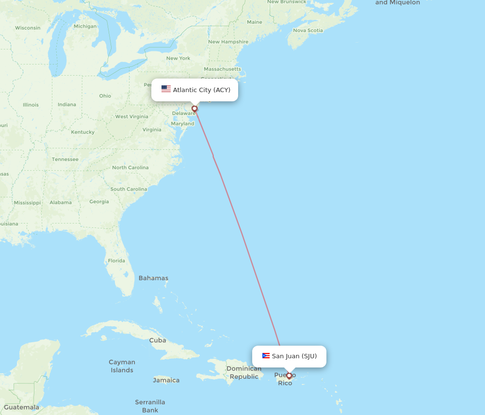 Flights From Atlantic City To San Juan Acy To Sju Flight Routes