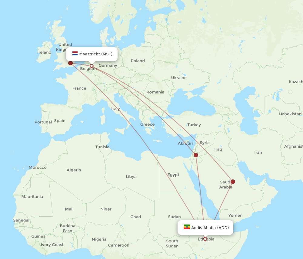 All Flight Routes From Addis Ababa To Maastricht Add To Mst Flight