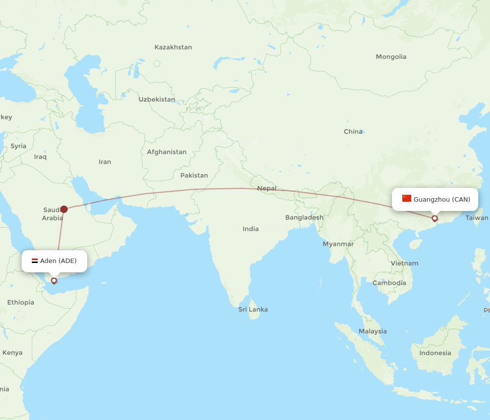 Flights From Guangzhou To Aden CAN To ADE Flight Routes