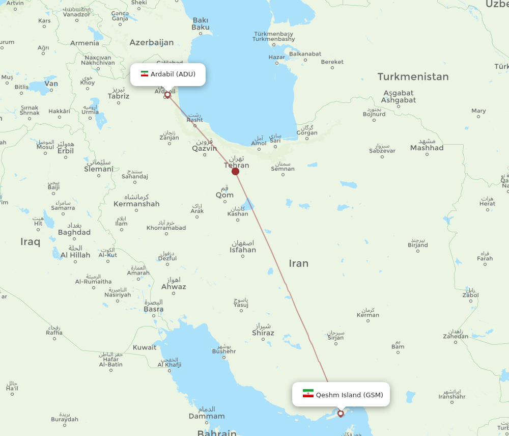 Flights From Qeshm Island To Ardabil Gsm To Adu Flight Routes