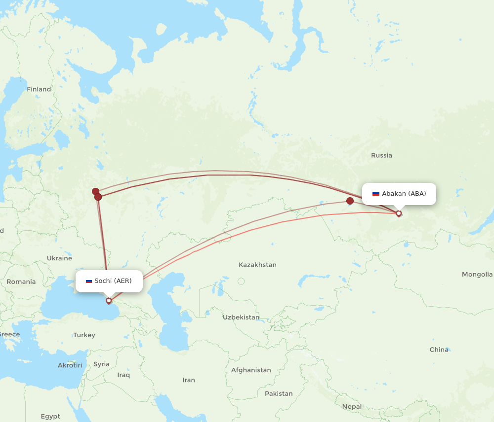 All Flight Routes From Adler Sochi To Abakan Aer To Aba Flight Routes