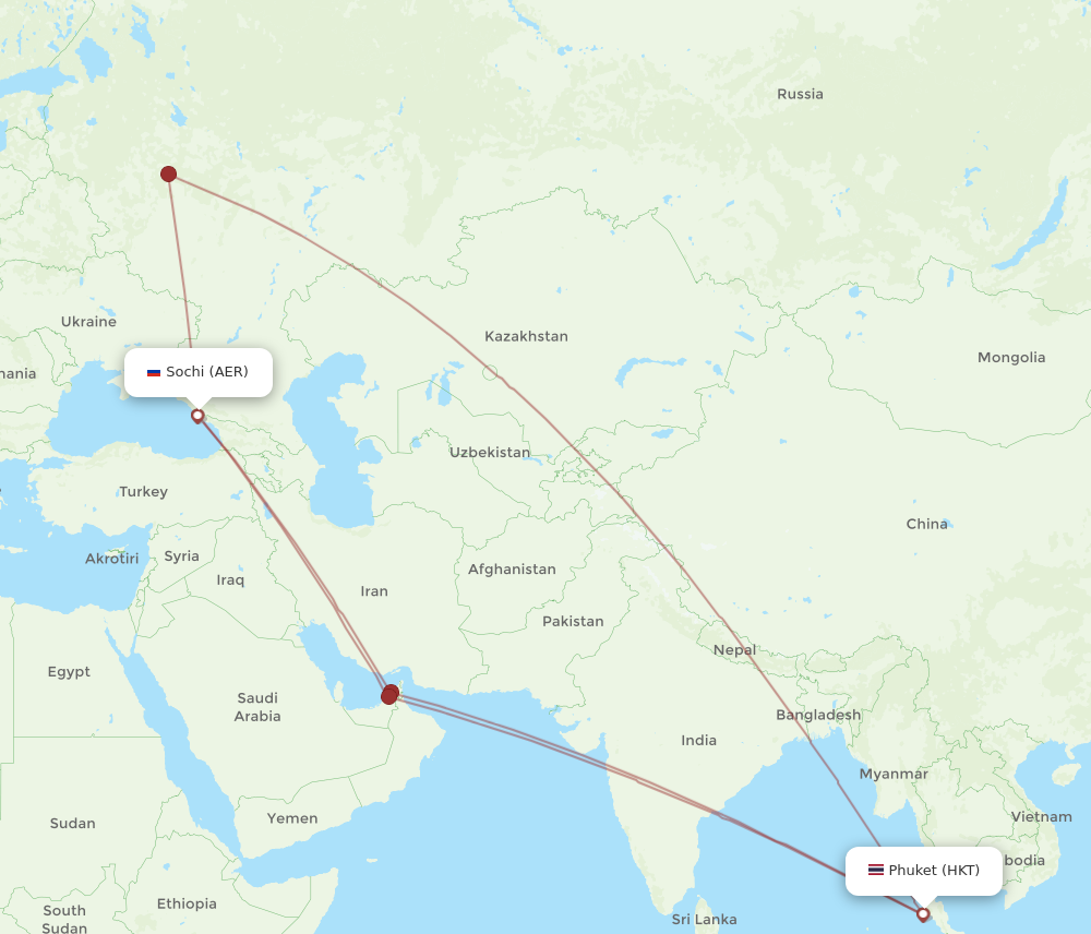 All Flight Routes From Adler Sochi To Phuket Aer To Hkt Flight Routes