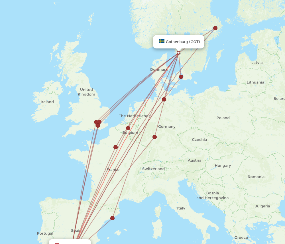 All Flight Routes From Malaga To Gothenburg Agp To Got Flight Routes